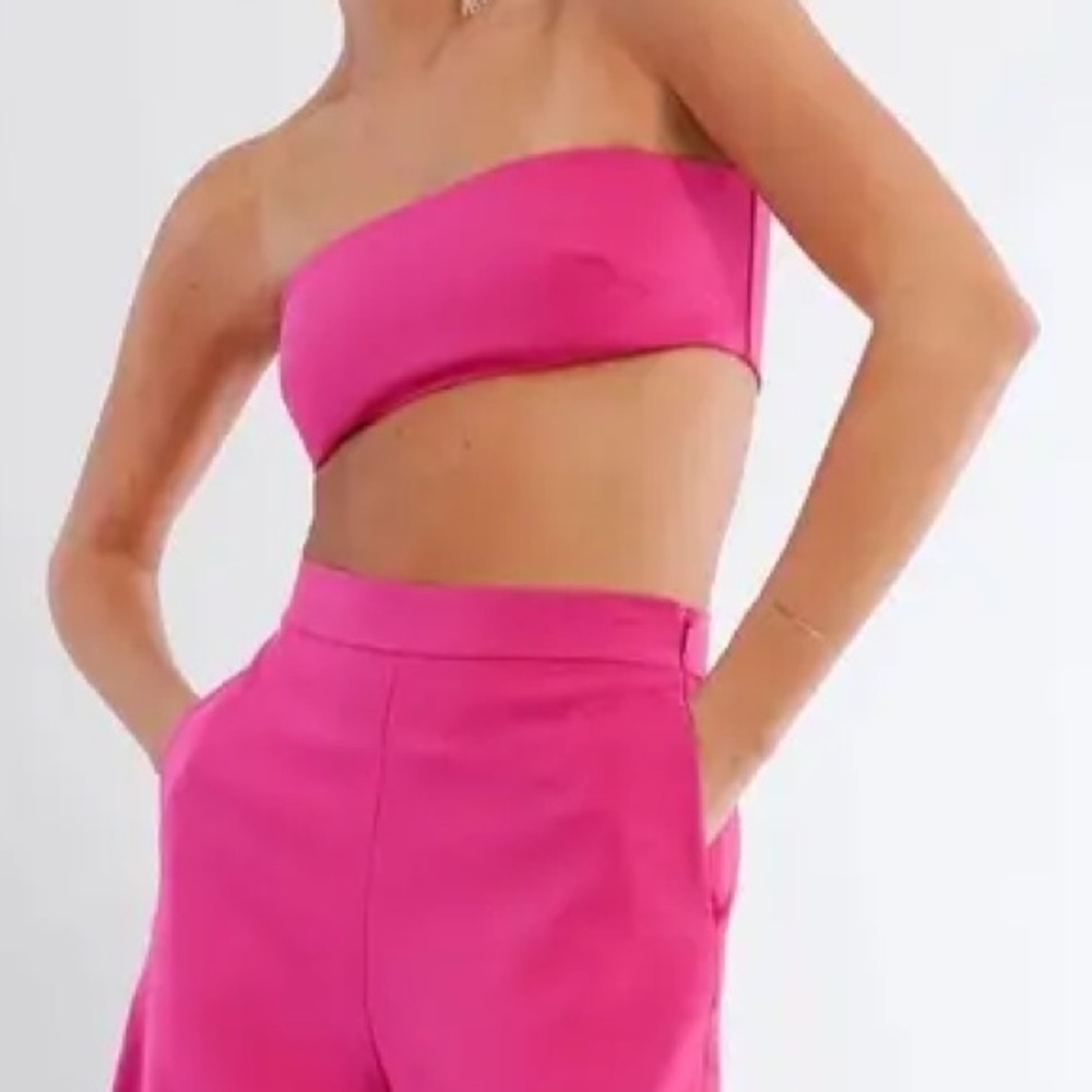 BCBGMAXAZRIA Maeve Reilly Pink Bandeau Crop Top Size 2 NWT - Picture 1 of 3